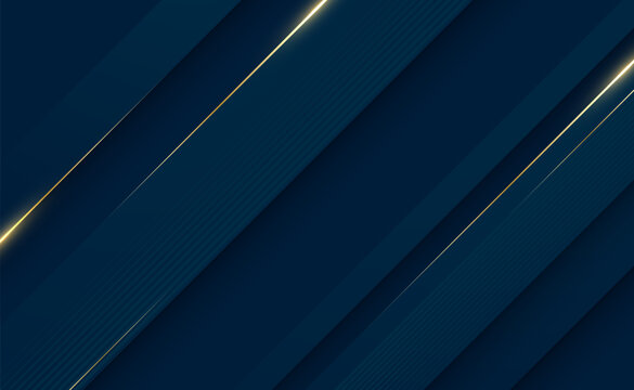 Elegant Dark Blue Geometric Background with Luxury Gold Lines