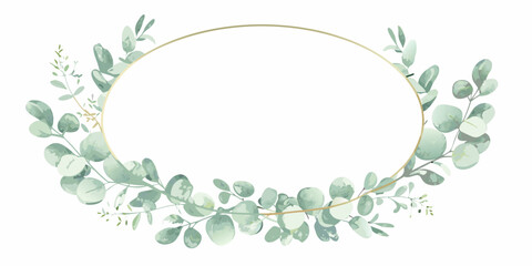 elegant circular wreath featuring watercolor eucalyptus leaves on transparent background greenery floral design botanical art nature inspired soft colors ornamental frame eco friendly © Bithi