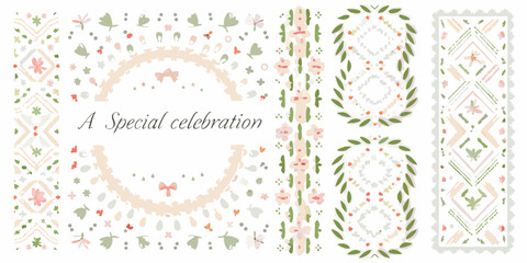 soft pastel floral invitation cards with watercolor patterns colors flower designs wedding invitations party invites hand drawn botanical art greeting celebration themes event © Bithi