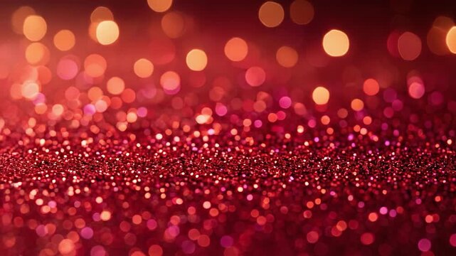 Red sparkling glitter with bokeh light effects and shiny texture