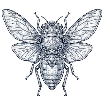 Ornate crystal insect illustration with intricate jewelry filigree details