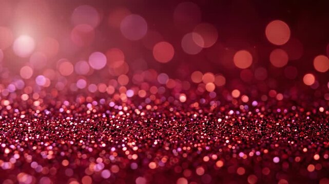 Abstract red glitter background with bokeh light effects