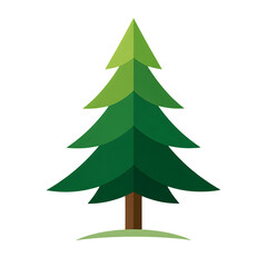 Fototapeta premium Minimalist green pine tree illustration featuring a simple coniferous design isolated on transparent background