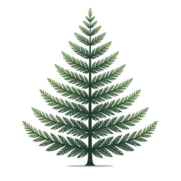 A detailed green fern leaf illustration with a vintage texture isolated on transparent background