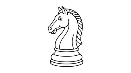 Chess knight line art icon. Minimalist horse chess piece vector illustration. © Tahseen