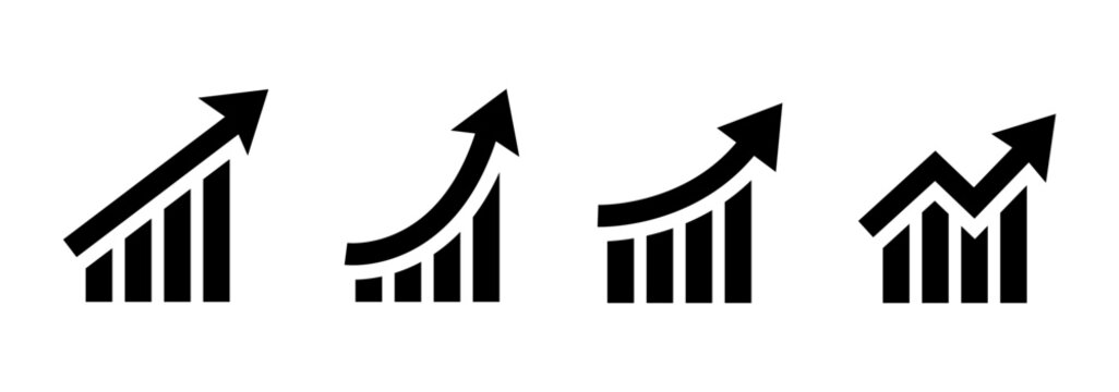Stock market trend up and down arrows, financial graphs, and business investment growth and loss arrow, graph going up and down symbol with green and red arrows, vector illustration