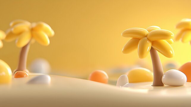 미니멀 3D 여름 해변 배경
