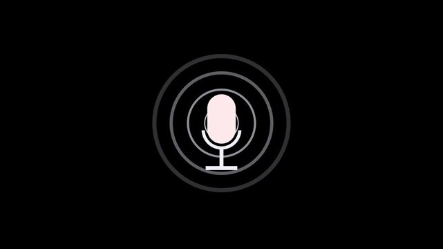 Animated Microphone Icon Zooming In Motion Graphic on Black Background
