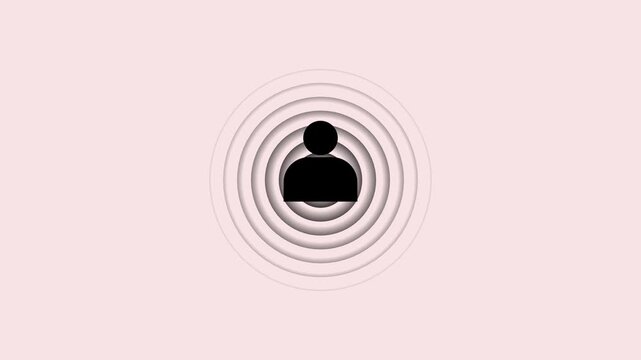 Animated User Profile Icon with Pulse Signal Effect on Soft Background