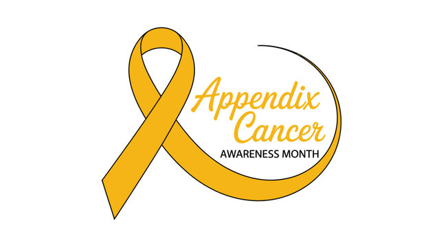 Yellow ribbon symbol for appendix cancer awareness month Vector, illustration