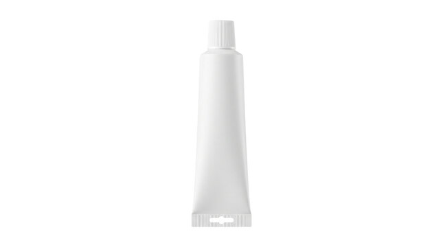 Blank white cosmetic tube mockup, matte plastic cream container for skincare, medical ointment squeeze tube for pharmaceutical branding isolated PNG with Transparent Background