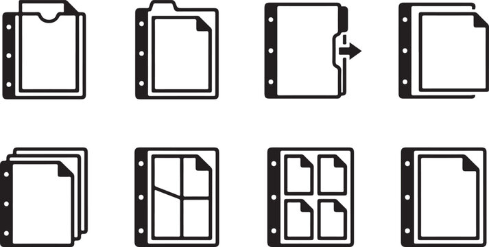 Binder with documents being organized into folders and sections Vector