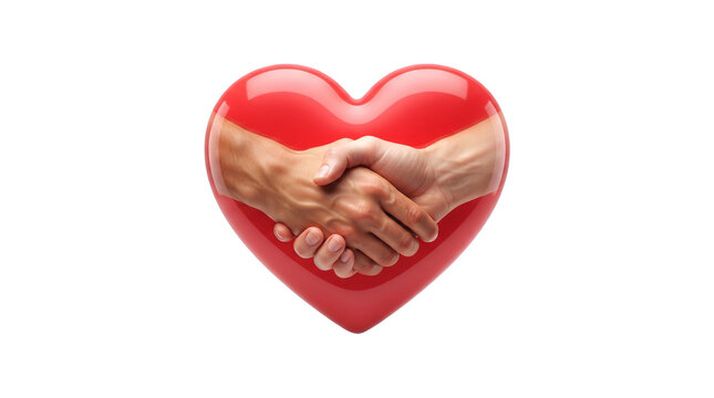 Realistic heart shaped handshake gesture expressing trust partnership unity friendship support compassion cooperation isolated on white background