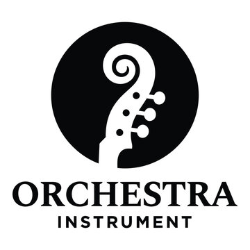Orchestra Instrument Logo Design With Cello Scroll
