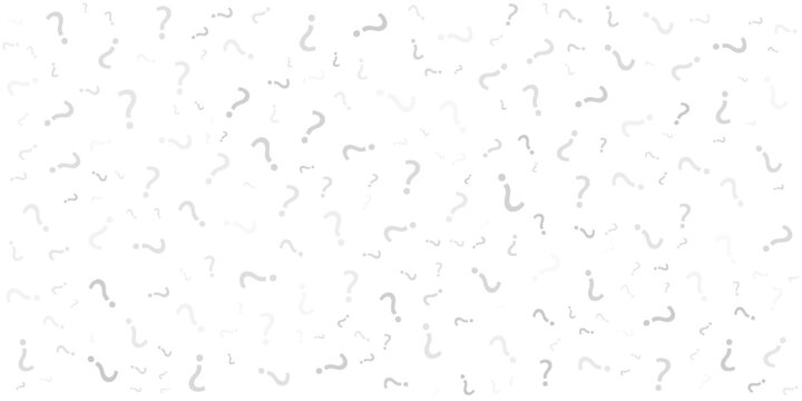 Question mark seamless pattern. Repeating interrogation patern. Hand drawn black simple icon on white sample background. Repeated modern wallpaper for design prints. Repeat swatch.
