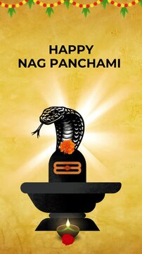 Nag Panchami Black And Yellow Traditional Minimalist Greeting Video Story