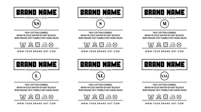 T-Shirt Clothing Care Label and Size Tag Vector Template
