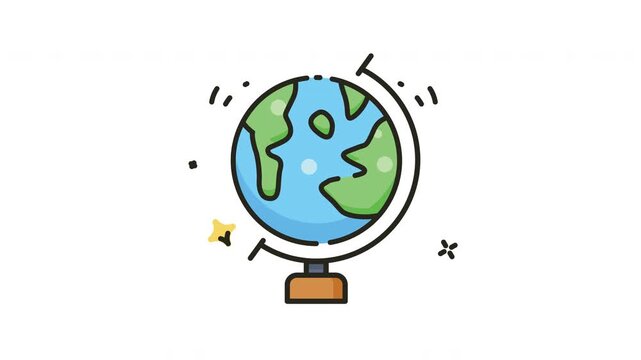 Animated World Globe Icon for Geography Education and Global Communication