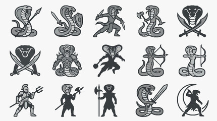 Naklejka premium Ancient Warrior Symbolic Emblems Collection.
