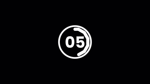 Countdown Animation 10 to 0 with Minimalist White Circle on Black Background