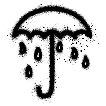 Umbrella in graffiti style with black spray paint. vector illustration.