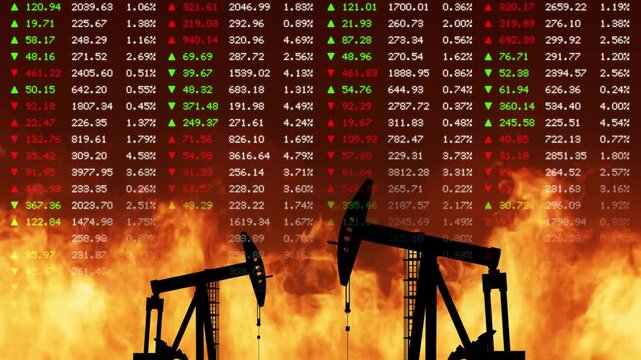 Oil derricks burning - background loop