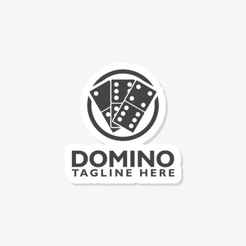 Domino logo sticker isolated on gray background