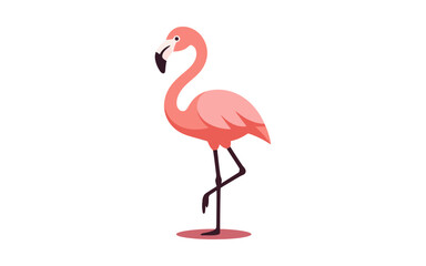 Obraz premium Pink Flamingo Flat Vector Illustration