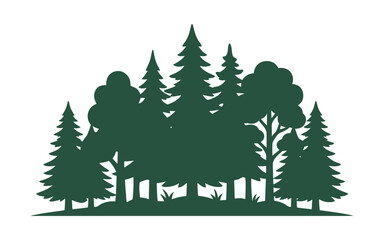 Obraz premium Forest Silhouette Flat Vector Illustration