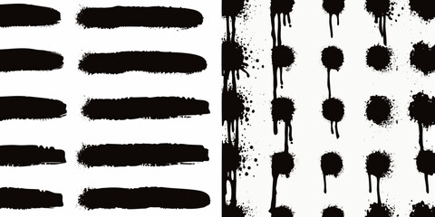 black spray paint graffiti strokes on white background urban art street splatter dripping artistic effect vector illustration design element graphic resource creative tool © Rina