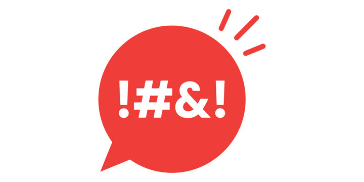 Red speech bubble with symbols expressing frustration or swearing