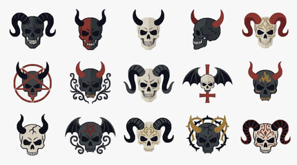 Obraz premium Dark Skull and Horn Symbols Collection.
