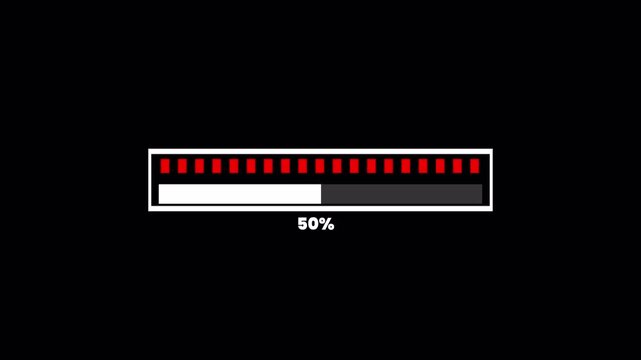 Progress bar animation, Loading bar animation with 100 percentage, progress bar, loading animation for gaming, shows, projects,loading bar animation on a transparent background in 4k with alpha chanel