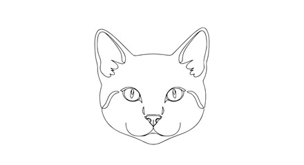 Fototapeta premium Minimalist One Line Drawing of a Domestic Cat Head Illustration
