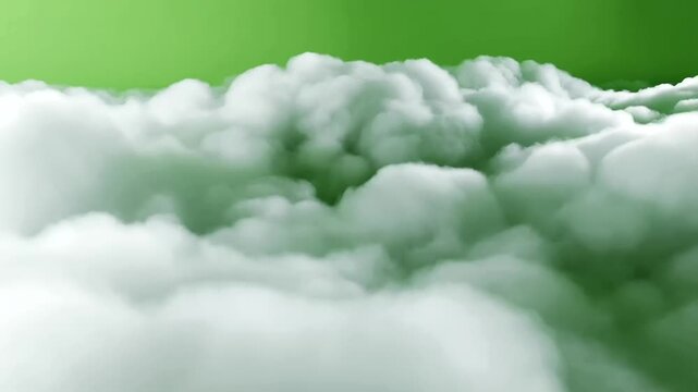 Eerie Green Vapor Rising Through Thick White Clouds in Mysterious Atmospheric Landscape