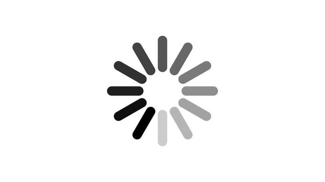 Animated loading spinner icon, circular progress bar, digital interface element