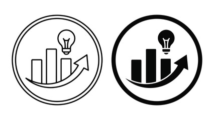 Obraz premium Business growth bar chart with lightbulb idea icon business lightbulb