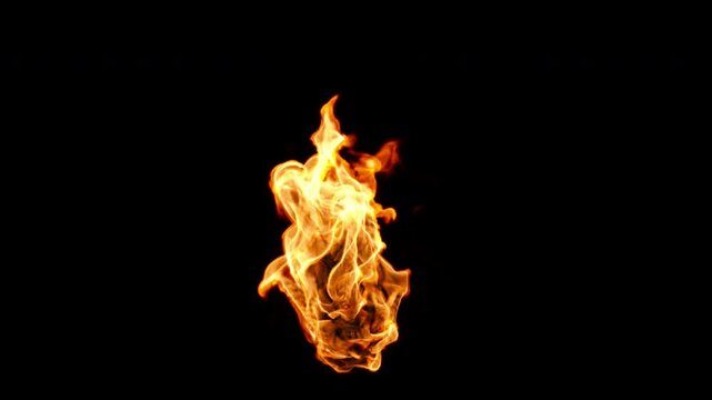 Single realistic VFX fire flame burning on a transparent background
