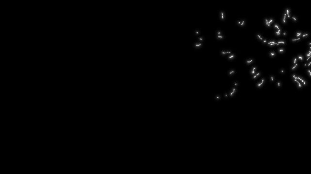 Twinkling glitter stars motion graphics featuring white cartoon doodles, flat vector blinking shine lights, seamless festive overlay on black screen background 4K