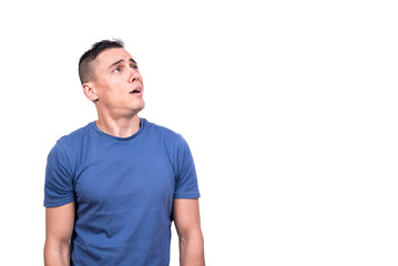 Obraz premium Man looking up with expression of disbelief