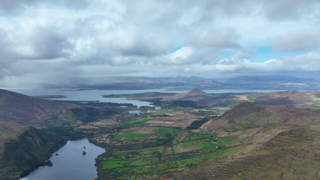aerial view of Kerry Ireland from the Healey Pass and Kenmare Bay Ireland Epic Locations