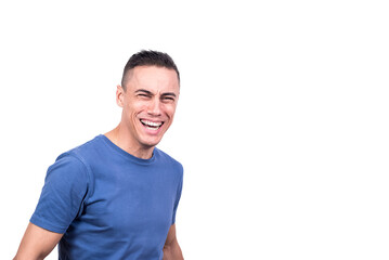 Naklejka premium Portrait with copy space of a man laughing