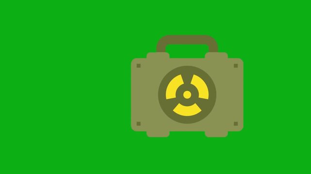 Radiation container hazard green screen chromakey background 2d animated cartoon animation danger safety warning military chemical nuclear protection concept icon loops smoothly on chroma key