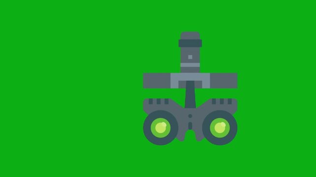 Military robot vehicle green screen chromakey background 2d animated cartoon animation army technology machine defense reconnaissance equipment concept icon loops smoothly on chroma key
