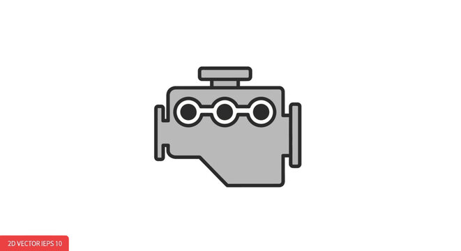 Simple Engine Icon: Automotive Power Unit Illustration