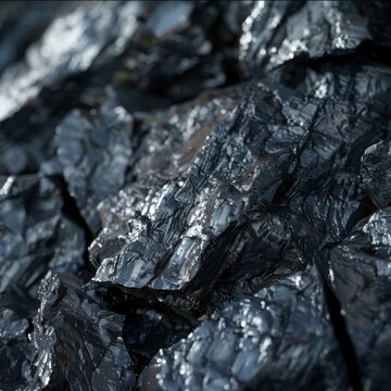 Closeup photo of glossy anthracite coal with sharp edges