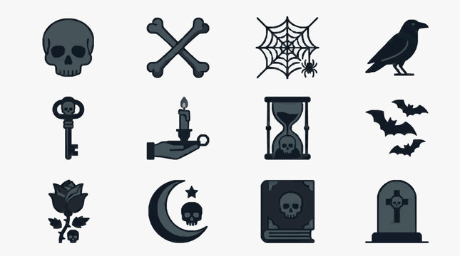 Eerie Halloween Symbols Collection.