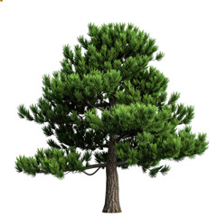 Fototapeta premium Pine tree with dense foliage a 3d rendering on a black background evergreen conifer fir spruce trees needles branch branches trunk wood bark