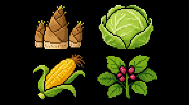 Variety of Vegetables and Crops Illustration.