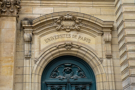 Sorbonne University Building Facade house wall. Paris, France - October 29, 2025
